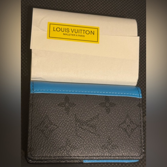 Louis Vuitton Accessories - Louis Vuitton Monogram Eclipse Card Holder with Blue Accent